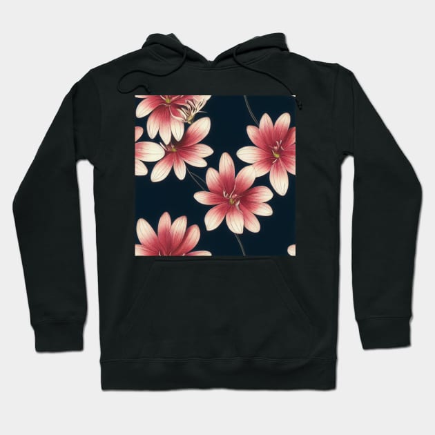 Floral Seamless Tile Design - Pink Flowers Hoodie by JediNeil